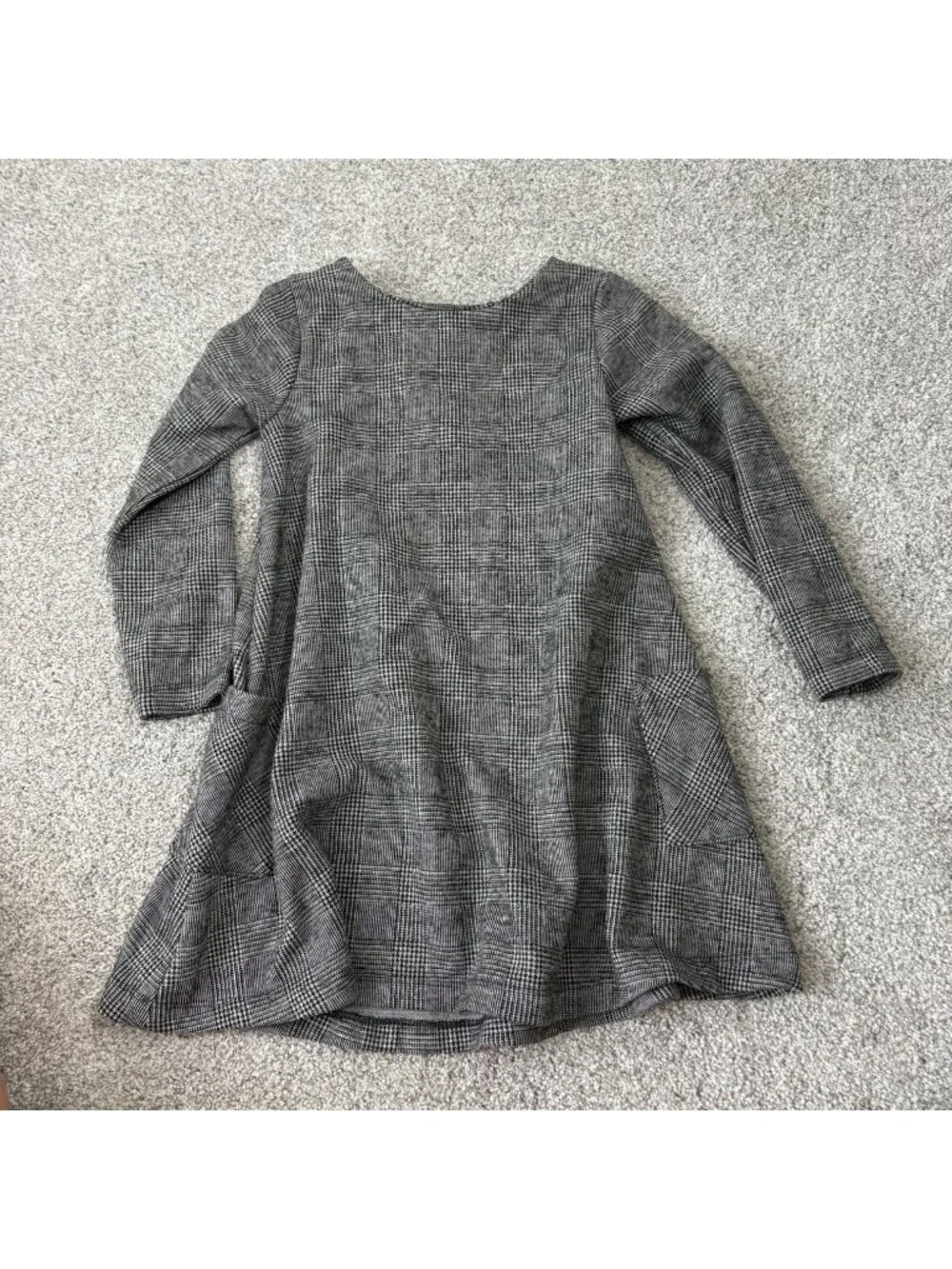 Next Dress Girls 3/4 Years Charcoal Plaid Print